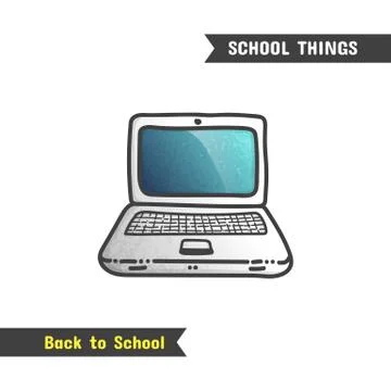 Back to School Supplies, vector hand drawn icon Stock Illustration