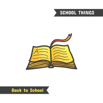 Back to School Supplies, vector hand drawn icon Stock Illustration