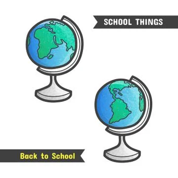 Back to School Supplies, vector hand drawn icon Stock Illustration