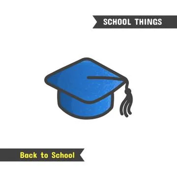 Back to School Supplies, vector hand drawn icon Illustrazione stock