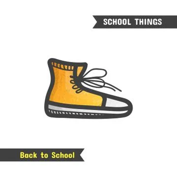 Back to School Supplies, vector hand drawn icon Stock Illustration