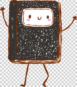 Back to School Supply Composition Notebook Cartoon Character Hand Drawn Stock Illustration