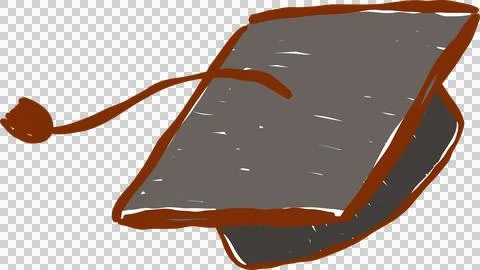 Back to School Supply Graduation Cap Cartoon Character Hand Drawn Stock Illustration