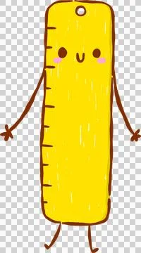 Back to School Supply Ruler Cartoon Character Hand Drawn Stock Illustration