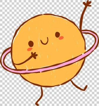Back to School Supply Saturn Planet Cartoon Character Hand Drawn Stock Illustration