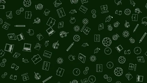 Back to school, swinging school attributes, loop Stock Footage 111074148
