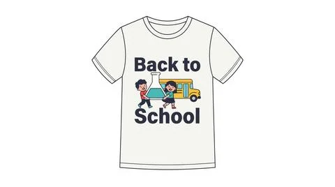 Back to school t shirt design with children holding science equipment, clothi Stock Illustration