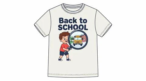 Back to school t shirt design with student using magnifying glass, t shirt Stock Illustration