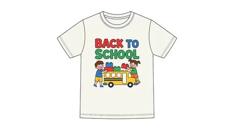 Back to school t shirt featuring students with school supplies, t shirt Stock Illustration