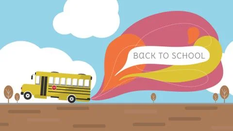Back to school by taking school bus Stock Illustration