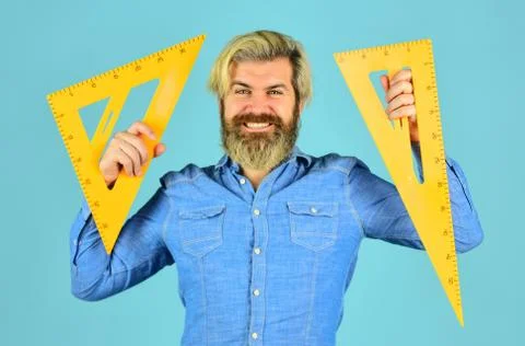 Back to school. teacher of arithmetic. calculation and search of various data Stock Photos