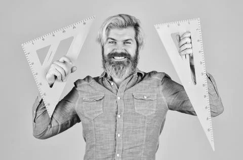 Back to school. teacher of arithmetic. calculation and search of various data Stock Photos