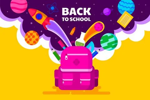 Back to school, template banner, bag , kids concept vector illustration Stock Illustration