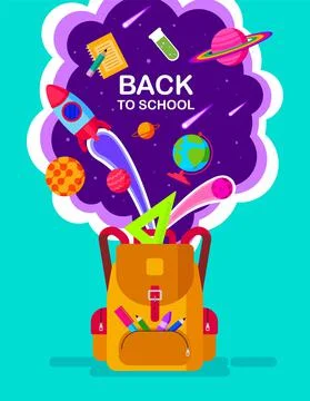 Back to school, template banner, bag , kids concept vector illustration Stock Illustration