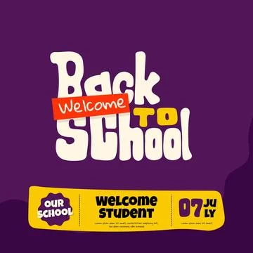 Back to school template design with typography in purple background design Stock Illustration