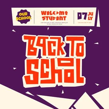 Back to school template with flat typography for advertising design Stock Illustration