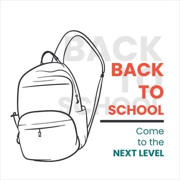 Back to school template with line art of backpack design Illustrazione stock