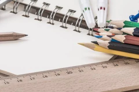 Back to school template with multiple stationary Stock Photos