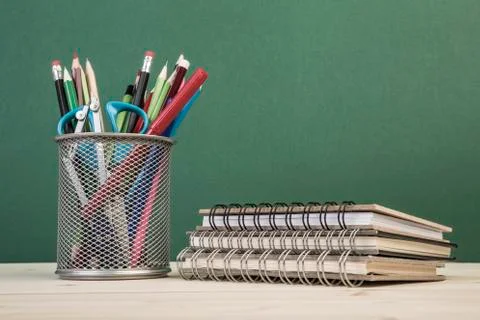 Back to school template with multiple stationary Stock Photos