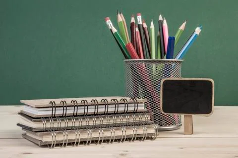 Back to school template with multiple stationary Stock Photos