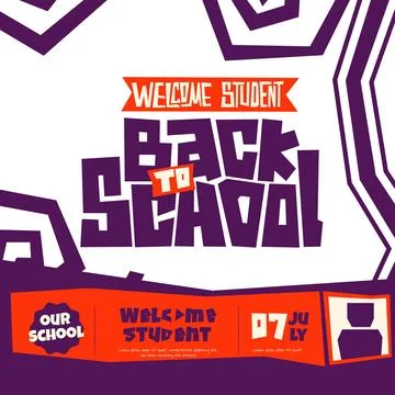 Back to school template with purple typography and abstract white purple ba.. Stock Illustration
