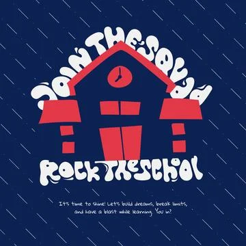 Back to school template with school building in flat design and simple psyc.. Stock Illustration