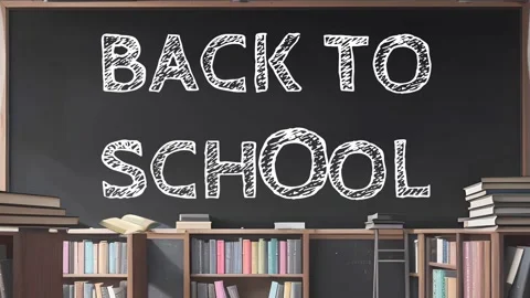 BACK TO SCHOOL - TEXT ANIMATION ON CHALKBOARD Video stock 259940673
