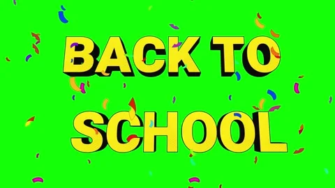 Back to school text animation. Educational celebration with falling confetti on 스톡 동영상 340250621