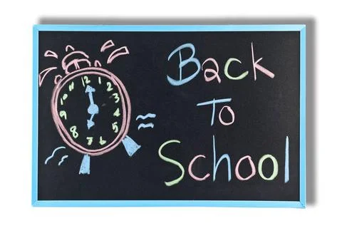Back to school text on blackboard Back to school text write from A shock c... Stock Photos
