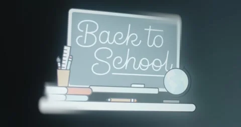 Back to School text on a blackboard 스톡 동영상 313556932