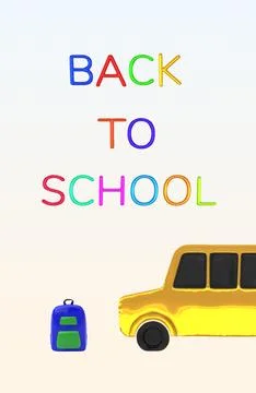 Back to School Text with Bus Stock Illustration