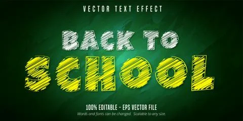 Back to school text, chalk style editable text effect Stock Illustration