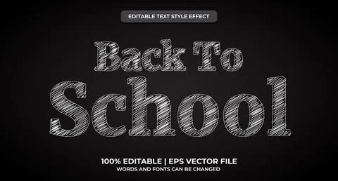 Back to school text, chalk style editable text effect Stock Illustration