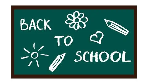 Back to school text on chalkboard with chalk patterns. Vector illustration Stock Illustration