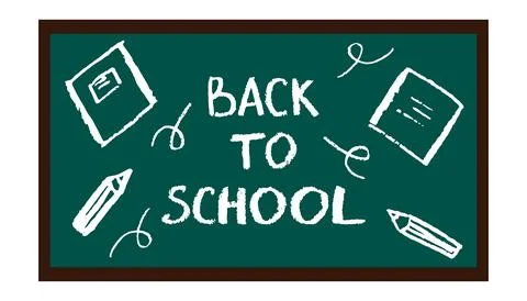 Back to school text on chalkboard with chalk patterns. Vector illustration Stock Illustration
