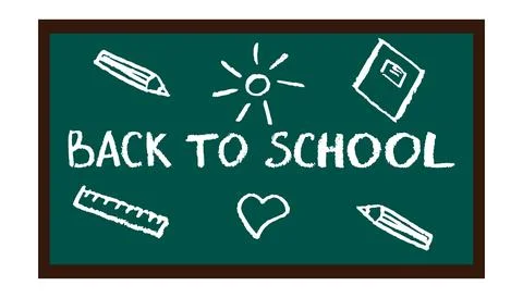 Back to school text on chalkboard with chalk patterns. Vector illustration 스톡 일러스트