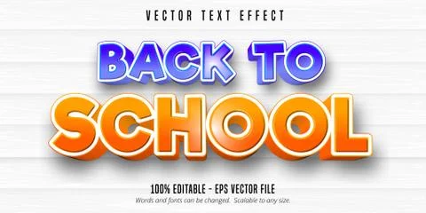 Back to school text, comic style editable text effect Stock Illustration