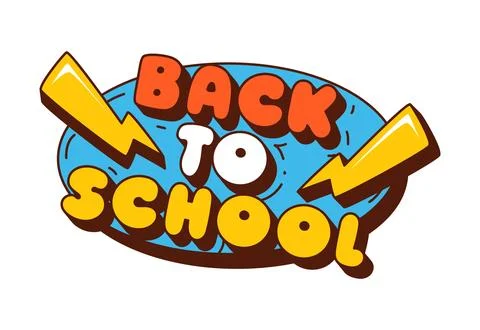 Back to school text education groovy sticker Stock-Illustration