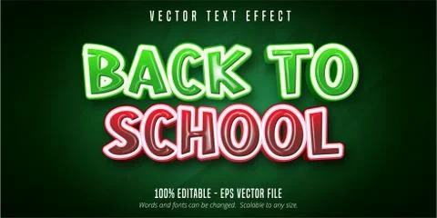 Back to school text, education style editable text effect Stock Illustration