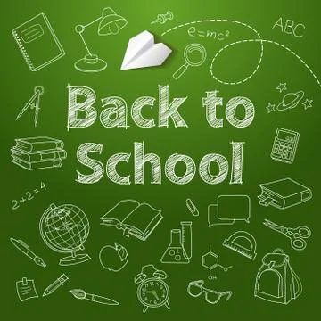 Back to school text end  vector doodle Stock Illustration