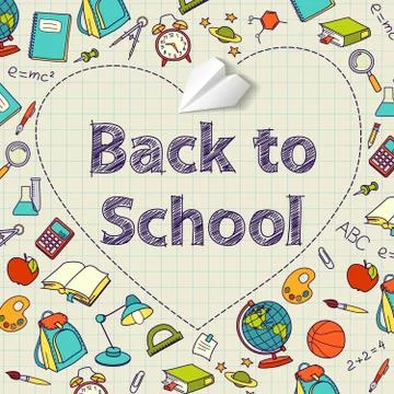 Back to school text end  vector doodle Stock Illustration