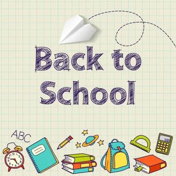 Back to school text end  vector doodle Stock Illustration