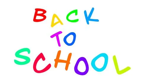 Back to school text font calligraphy hand written lettering script colorful.. Illustrazione stock