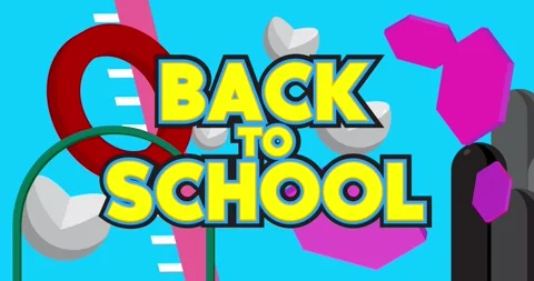 Back To School text on geometrical animation Stock Footage 314630564