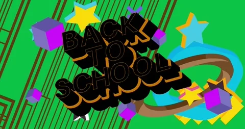 Back To School text on geometrical background Stock Footage 314630565