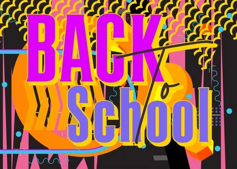 Back To School text with geometrical graphic retro theme background. Minima.. Stock Illustration