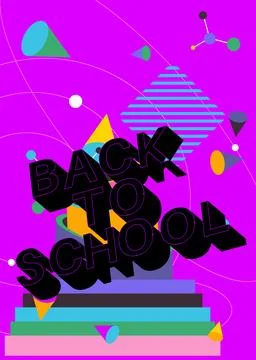 Back To School text with geometrical graphic retro theme background. Minima.. 库存插图