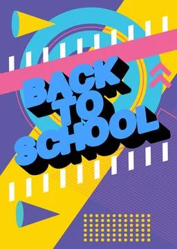Back To School text with geometrical graphic retro theme background. Minima.. Stock Illustration