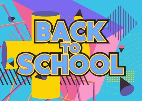 Back To School text with geometrical graphic retro theme background. Minima.. Stock Illustration