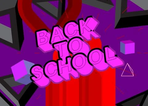Back To School text with geometrical graphic retro theme background. Minima.. Stock Illustration